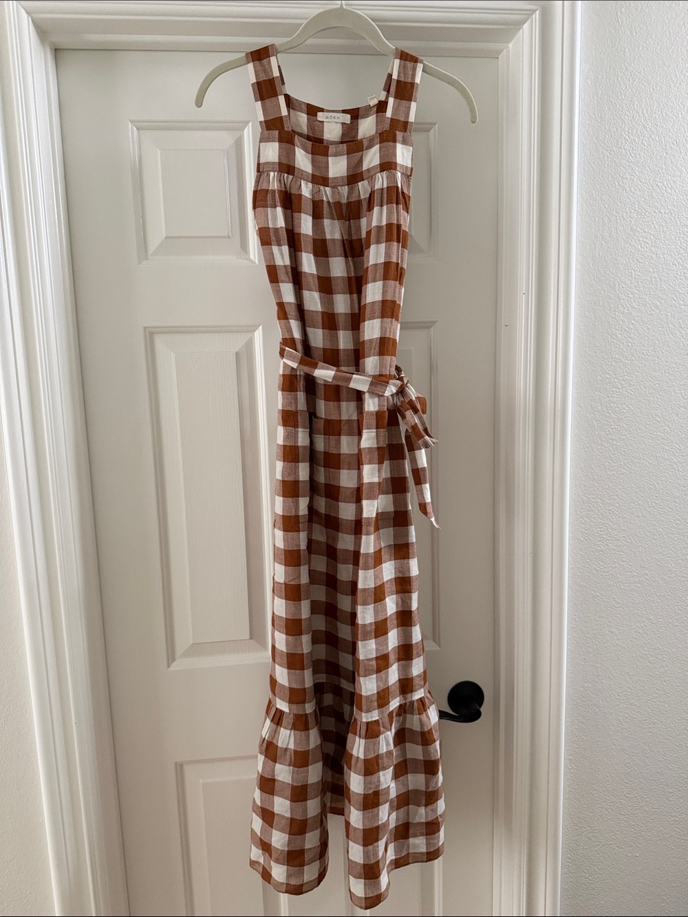 Doen x HTH Brown and White Gingham Midi Dress